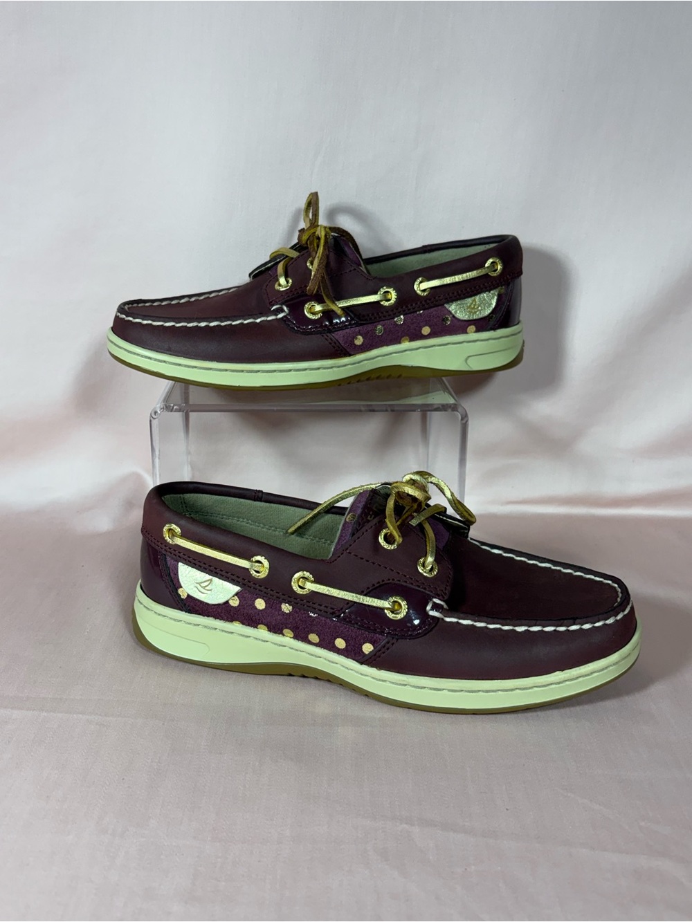 Sperry Women’s Maroon/Wine Leather, With Gold Accents, Boat Shoes Size 5M (90141